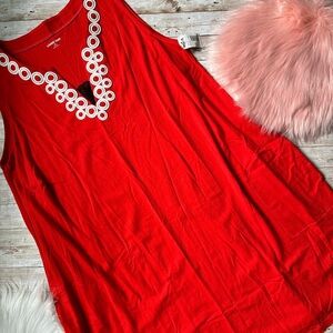 NWT Lands’ End Sleeveless Embroidered Neckline Tunic Dress 3X